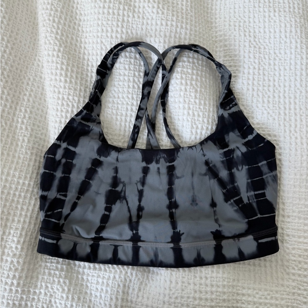 Tie-Dye Strappy Sports Bralette - Black & Gray 6